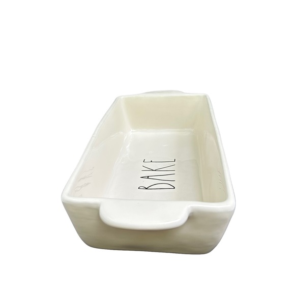 Rae Dunn BAKE Baking Dish Pan White Black Large Letters Dimples NWT 2017 OG - Picture 9 of 17